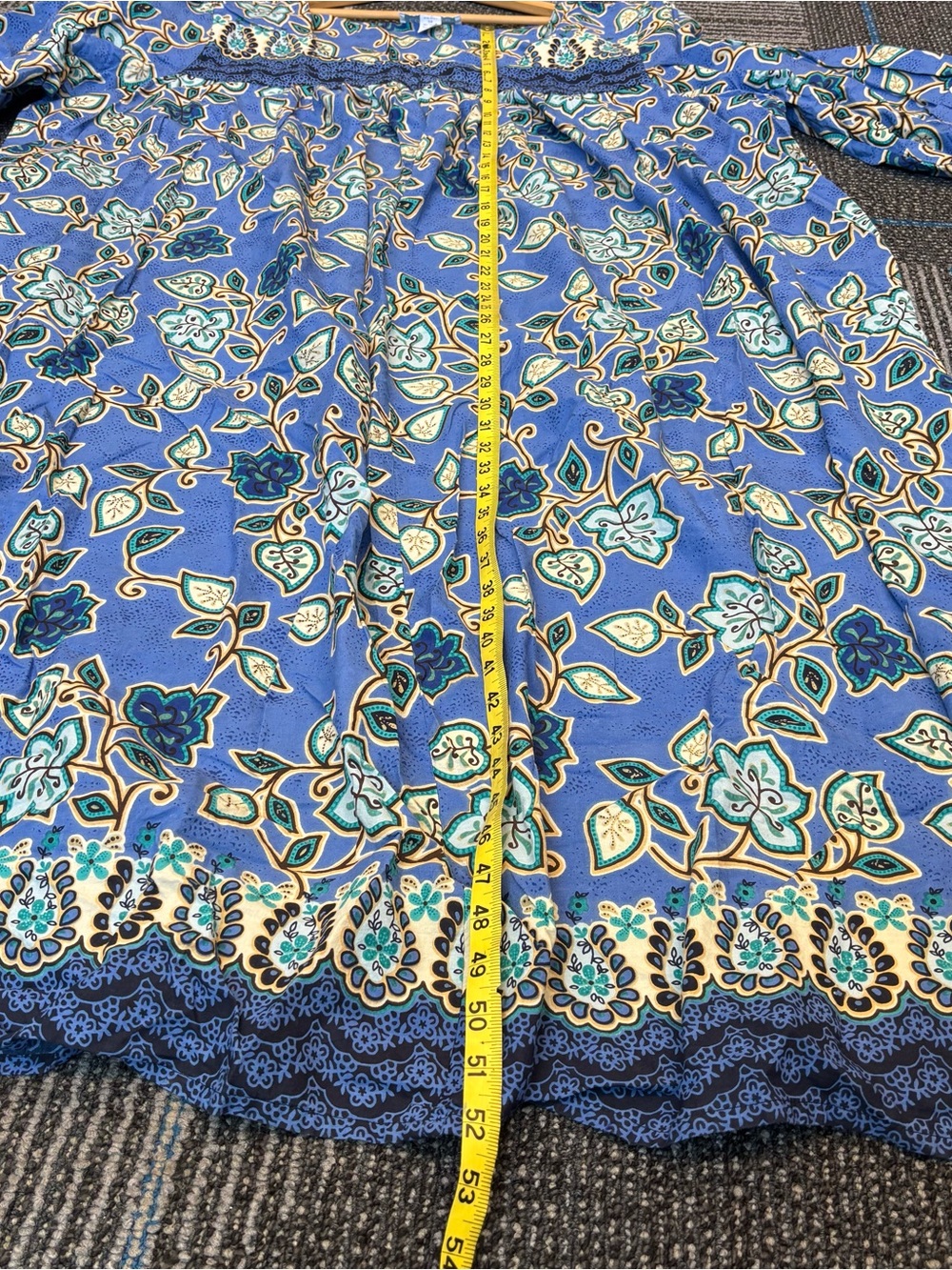 Comfort Choice 5X House Dress Kaftan half zip Blue Floral Cotton Pockets - Picture 10 of 10
